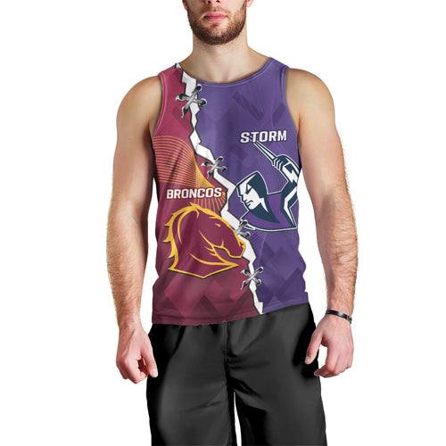 Personalised Broncos And Storm Rugby Men Tank Top Sporty Version