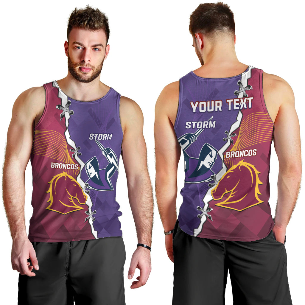 Personalised Broncos And Storm Rugby Men Tank Top Sporty Version