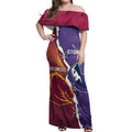 Personalised Broncos And Storm Rugby Off Shoulder Maxi Dress Sporty Version