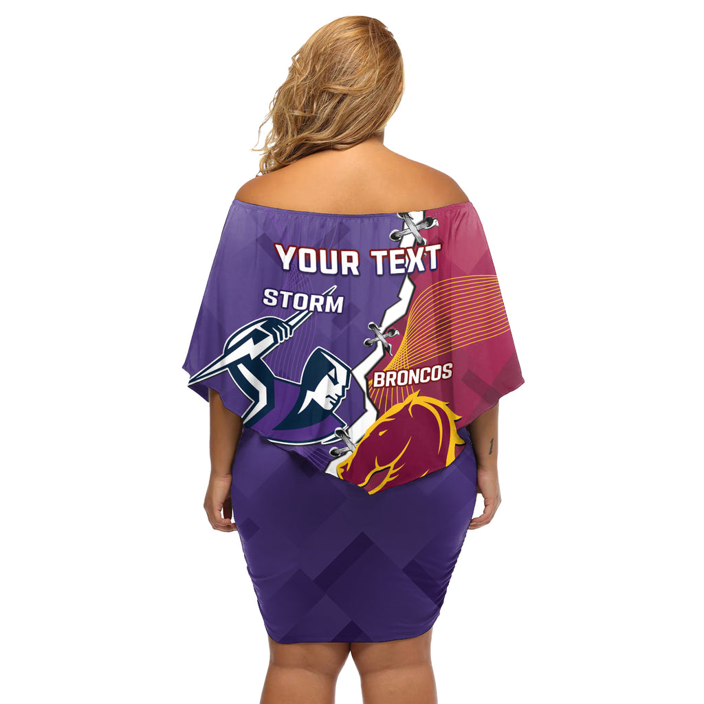 Personalised Broncos And Storm Rugby Off Shoulder Short Dress Sporty Version