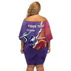 Personalised Broncos And Storm Rugby Off Shoulder Short Dress Sporty Version