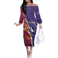 Personalised Broncos And Storm Rugby Off The Shoulder Long Sleeve Dress Sporty Version