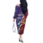 Personalised Broncos And Storm Rugby Off The Shoulder Long Sleeve Dress Sporty Version