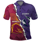 Personalised Broncos And Storm Rugby Polo Shirt Sporty Version