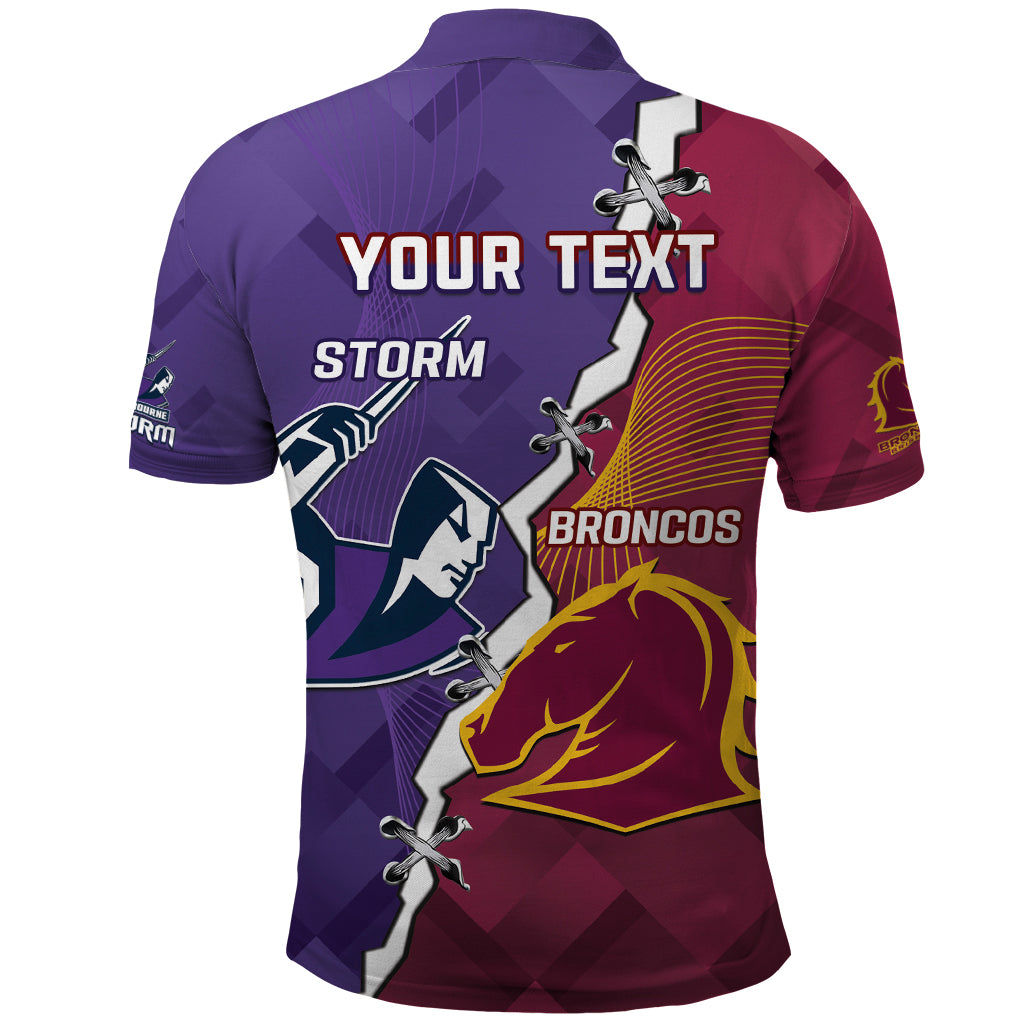 Personalised Broncos And Storm Rugby Polo Shirt Sporty Version