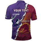 Personalised Broncos And Storm Rugby Polo Shirt Sporty Version