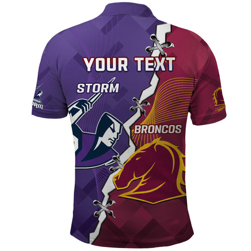 Personalised Broncos And Storm Rugby Polo Shirt Sporty Version
