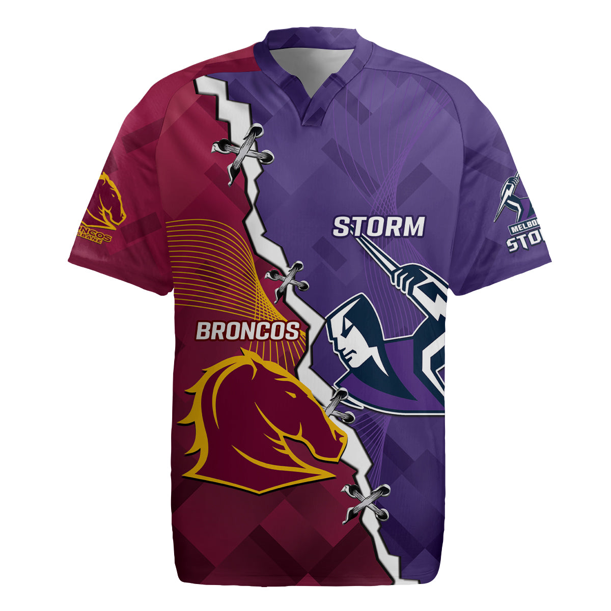 Personalised Broncos And Storm Rugby Rugby Jersey Sporty Version