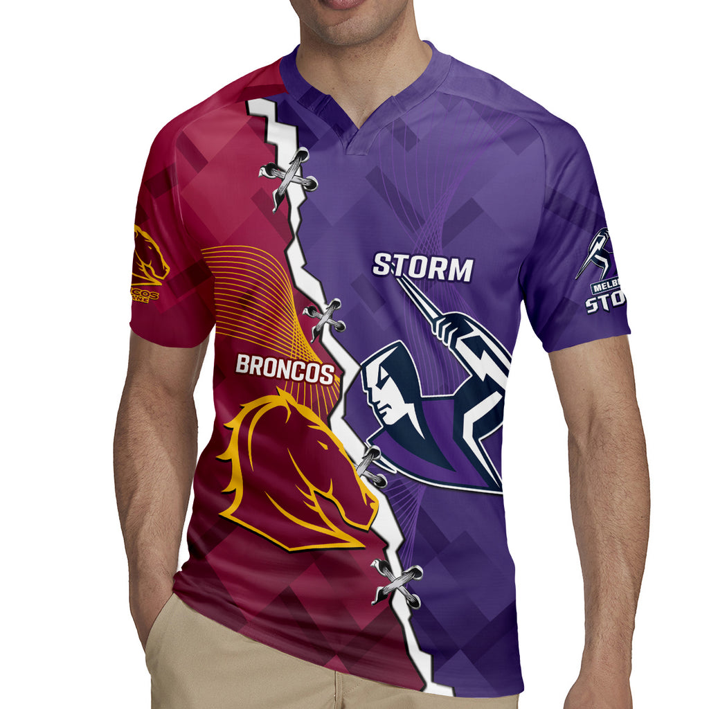 Personalised Broncos And Storm Rugby Rugby Jersey Sporty Version