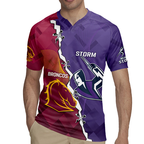 Personalised Broncos And Storm Rugby Rugby Jersey Sporty Version