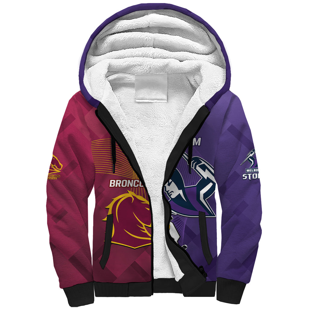 Personalised Broncos And Storm Rugby Sherpa Hoodie Sporty Version