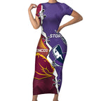 Personalised Broncos And Storm Rugby Short Sleeve Bodycon Dress Sporty Version