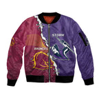 Personalised Broncos And Storm Rugby Sleeve Zip Bomber Jacket Sporty Version