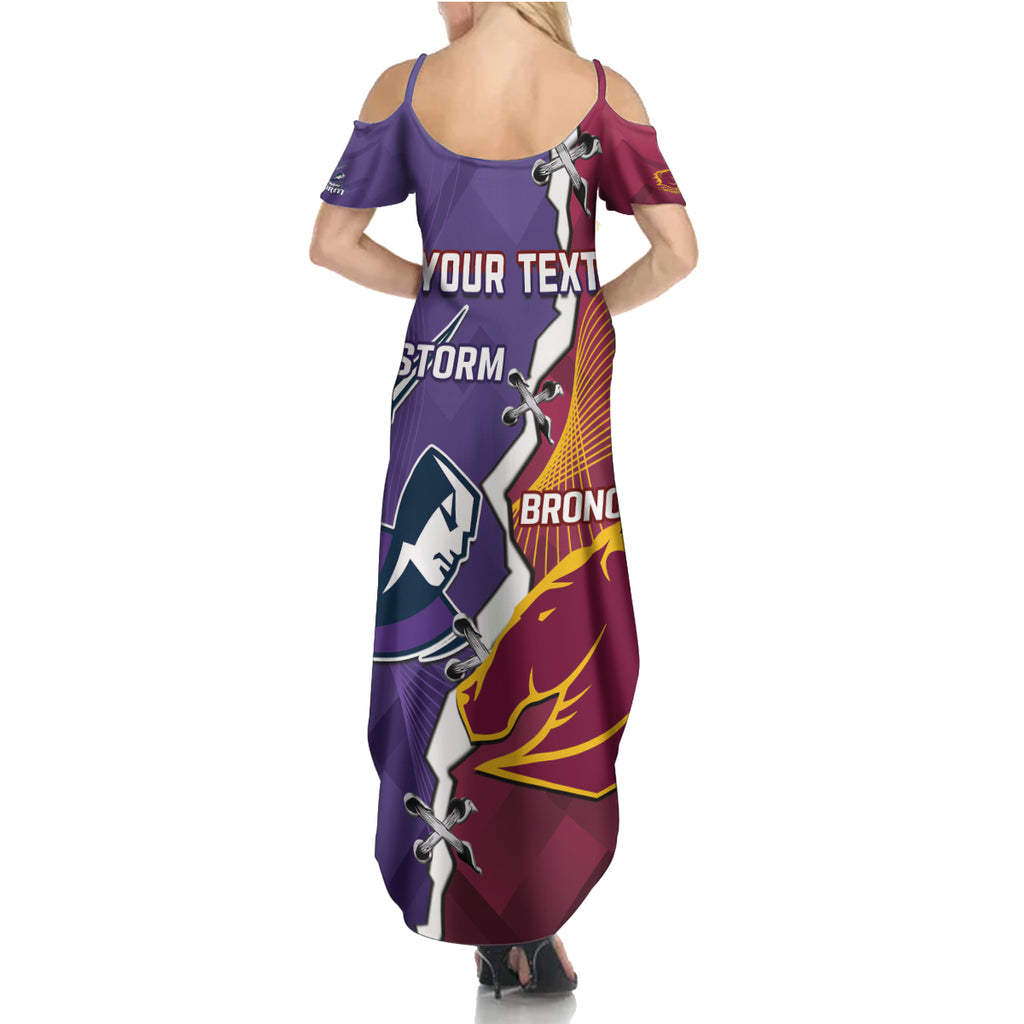 Personalised Broncos And Storm Rugby Summer Maxi Dress Sporty Version