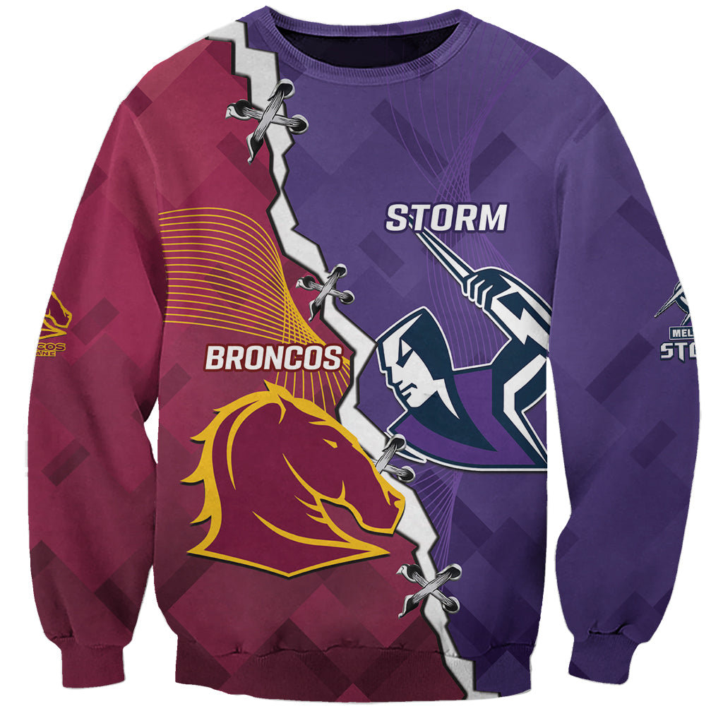 Personalised Broncos And Storm Rugby Sweatshirt Sporty Version