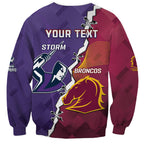Personalised Broncos And Storm Rugby Sweatshirt Sporty Version