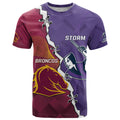 Personalised Broncos And Storm Rugby T Shirt Sporty Version