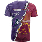 Personalised Broncos And Storm Rugby T Shirt Sporty Version