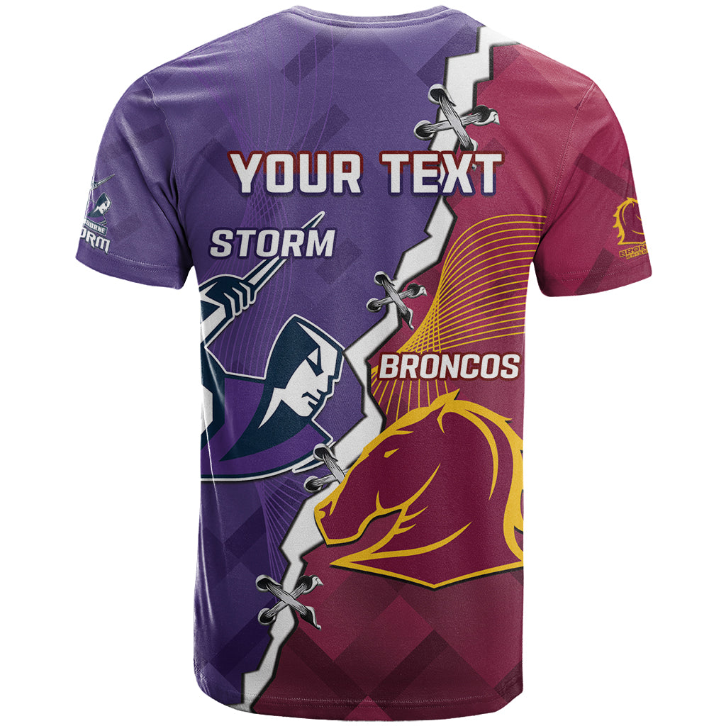Personalised Broncos And Storm Rugby T Shirt Sporty Version