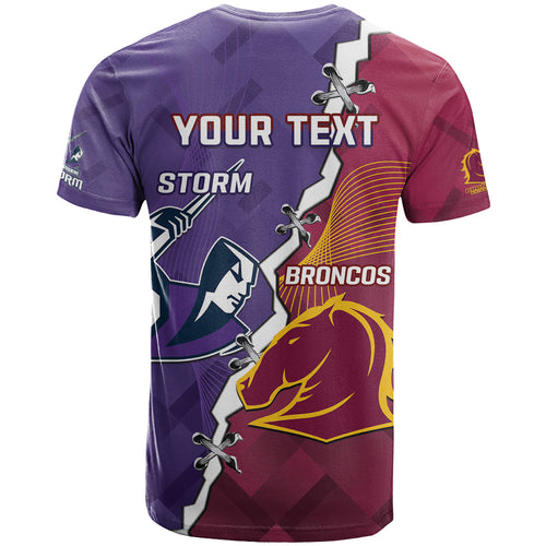 Personalised Broncos And Storm Rugby T Shirt Sporty Version