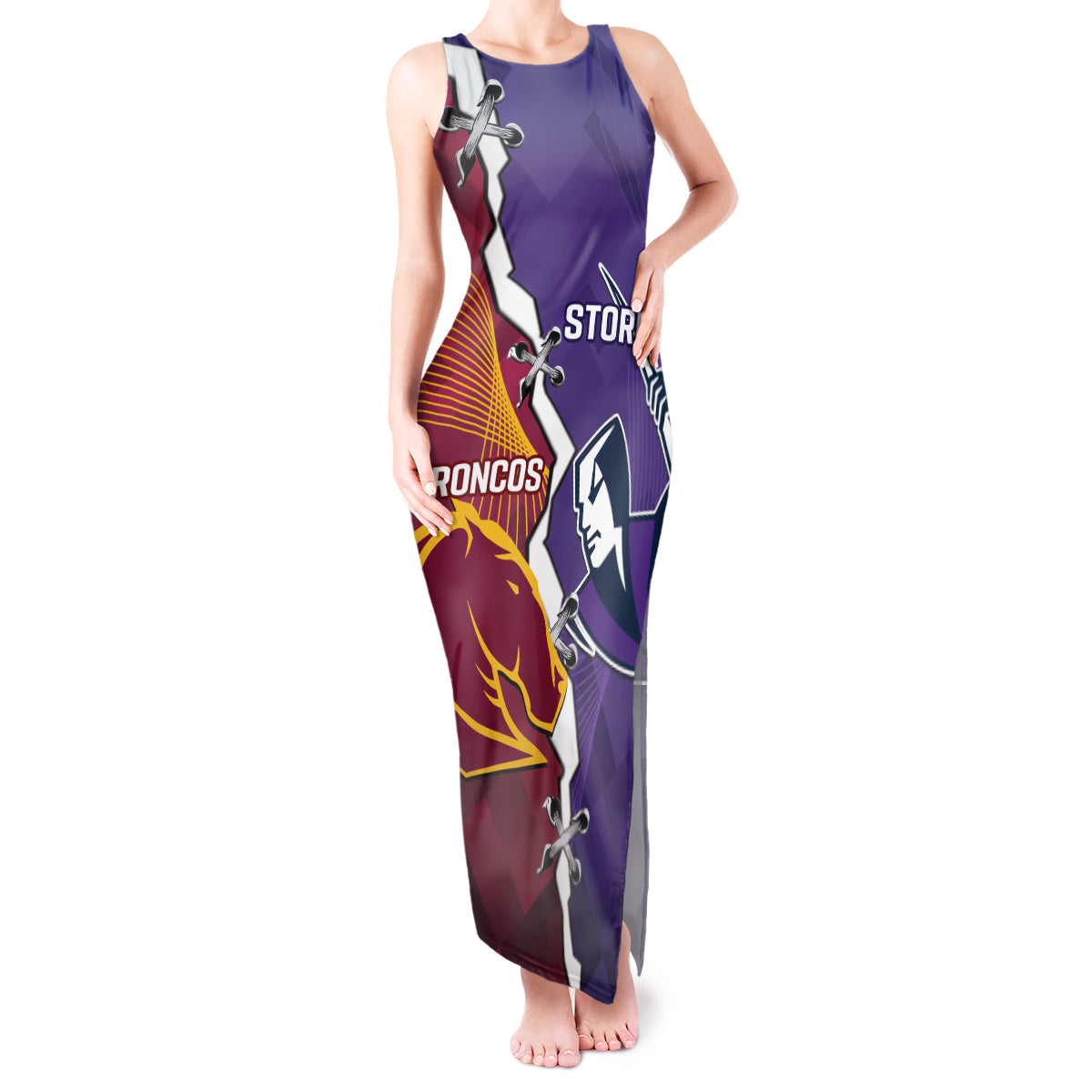 Personalised Broncos And Storm Rugby Tank Maxi Dress Sporty Version