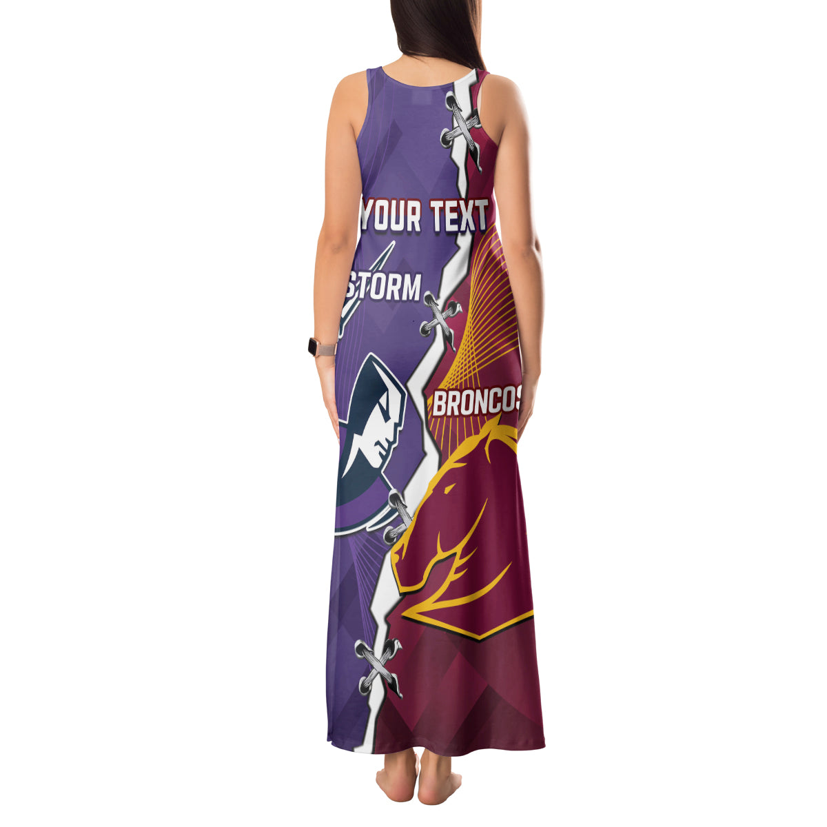 Personalised Broncos And Storm Rugby Tank Maxi Dress Sporty Version