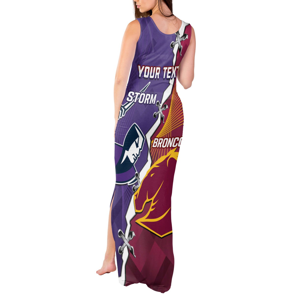 Personalised Broncos And Storm Rugby Tank Maxi Dress Sporty Version