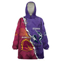 Personalised Broncos And Storm Rugby Wearable Blanket Hoodie Sporty Version