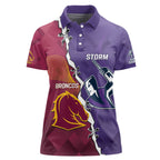 Personalised Broncos And Storm Rugby Women Polo Shirt Sporty Version