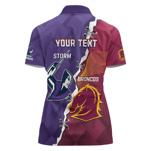 Personalised Broncos And Storm Rugby Women Polo Shirt Sporty Version