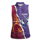 Personalised Broncos And Storm Rugby Women Sleeveless Polo Shirt Sporty Version