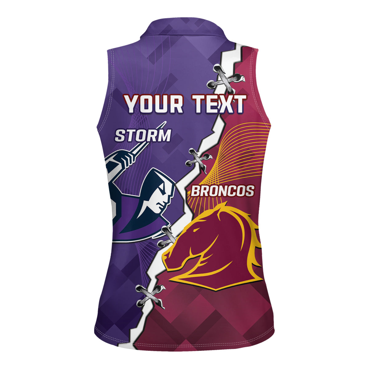 Personalised Broncos And Storm Rugby Women Sleeveless Polo Shirt Sporty Version