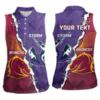 Personalised Broncos And Storm Rugby Women Sleeveless Polo Shirt Sporty Version