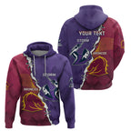 Personalised Broncos And Storm Rugby Zip Hoodie Sporty Version