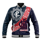 Personalised Demons And Blues Football Baseball Jacket Aboriginal Art