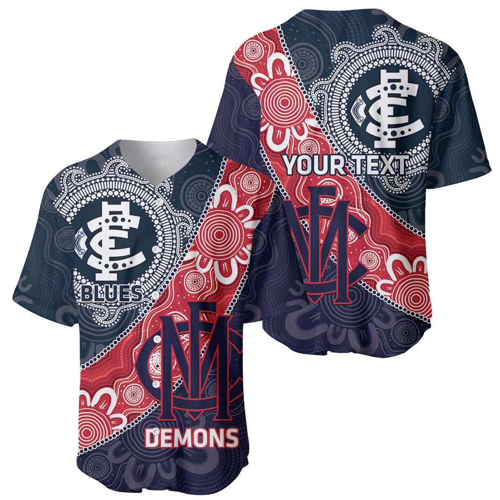 Personalised Demons And Blues Football Baseball Jersey Aboriginal Art