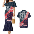 Personalised Demons And Blues Football Couples Matching Mermaid Dress and Hawaiian Shirt Aboriginal Art