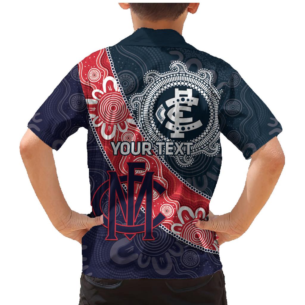 Personalised Demons And Blues Football Family Matching Mermaid Dress and Hawaiian Shirt Aboriginal Art