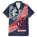 Personalised Demons And Blues Football Family Matching Mermaid Dress and Hawaiian Shirt Aboriginal Art