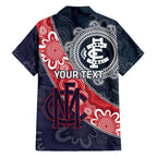 Personalised Demons And Blues Football Family Matching Off Shoulder Short Dress and Hawaiian Shirt Aboriginal Art