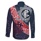 Personalised Demons And Blues Football Family Matching Short Sleeve Bodycon Dress and Hawaiian Shirt Aboriginal Art
