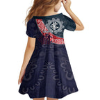 Personalised Demons And Blues Football Family Matching Summer Maxi Dress and Hawaiian Shirt Aboriginal Art