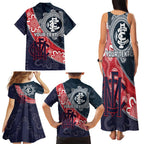 Personalised Demons And Blues Football Family Matching Tank Maxi Dress and Hawaiian Shirt Aboriginal Art