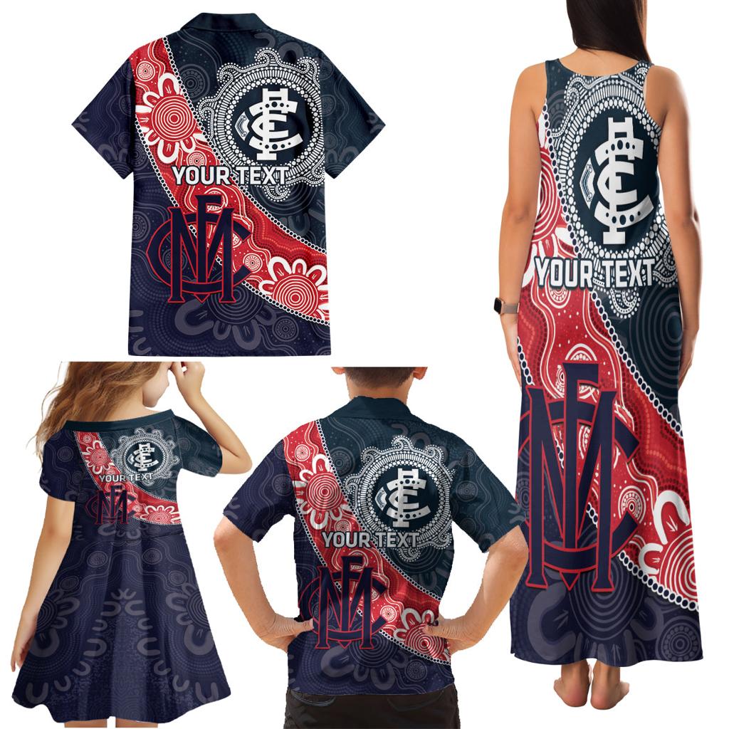 Personalised Demons And Blues Football Family Matching Tank Maxi Dress and Hawaiian Shirt Aboriginal Art
