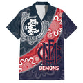 Personalised Demons And Blues Football Family Matching Tank Maxi Dress and Hawaiian Shirt Aboriginal Art