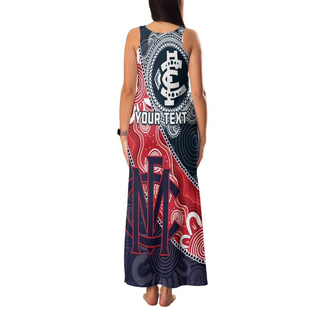 Personalised Demons And Blues Football Family Matching Tank Maxi Dress and Hawaiian Shirt Aboriginal Art