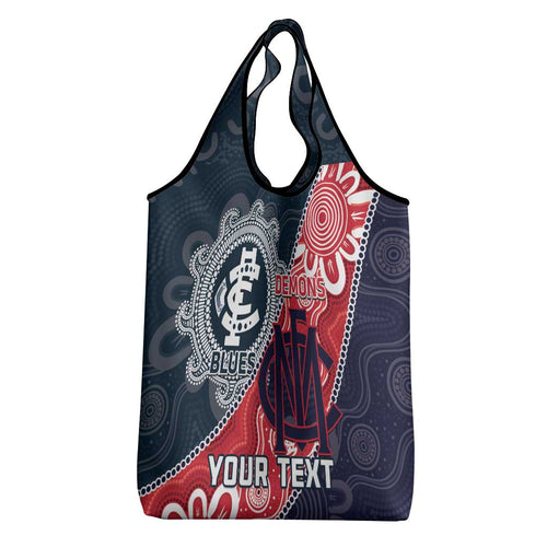 Personalised Demons And Blues Football Grocery Bag Aboriginal Art