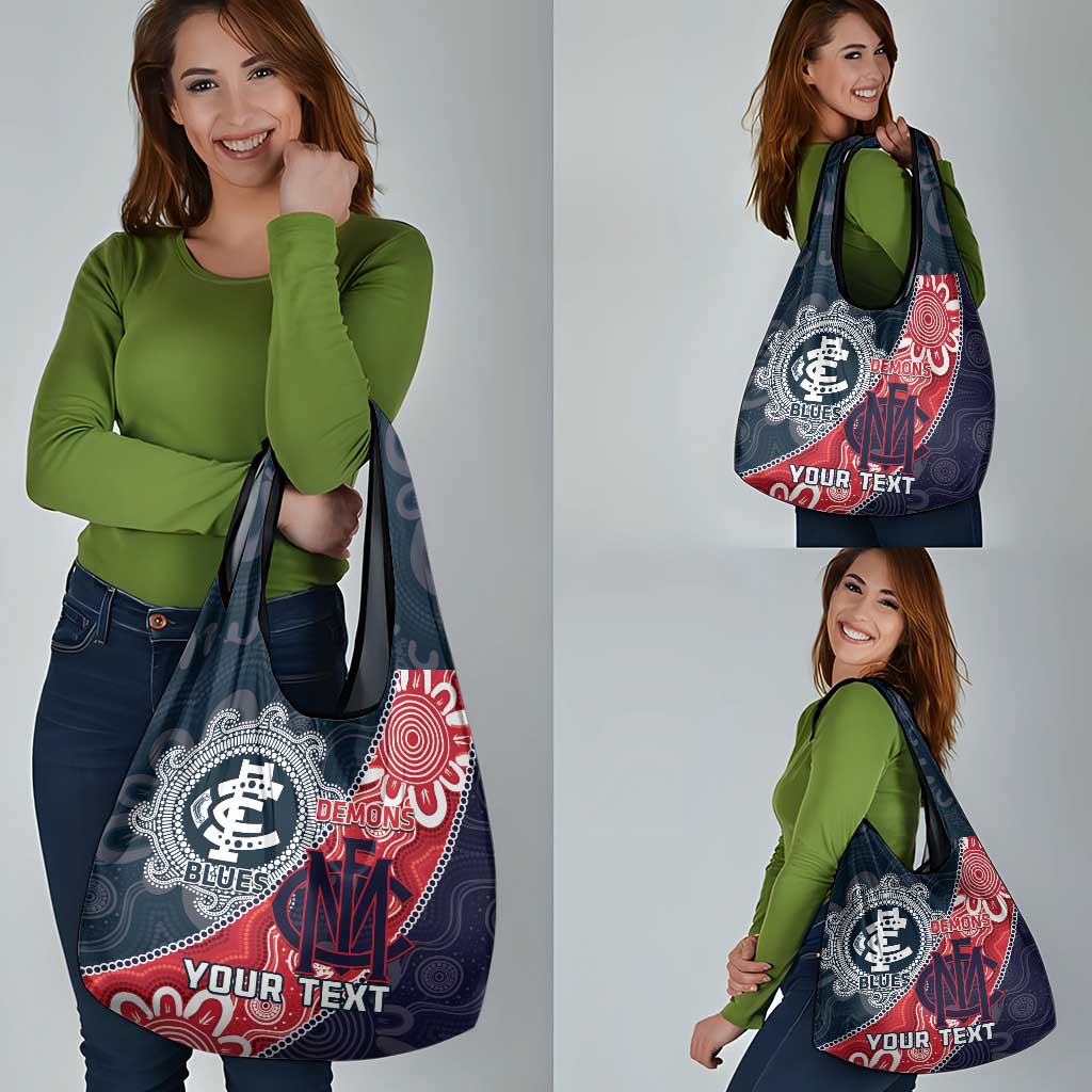 Personalised Demons And Blues Football Grocery Bag Aboriginal Art