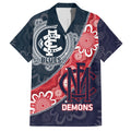 Personalised Demons And Blues Football Hawaiian Shirt Aboriginal Art