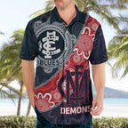 Personalised Demons And Blues Football Hawaiian Shirt Aboriginal Art